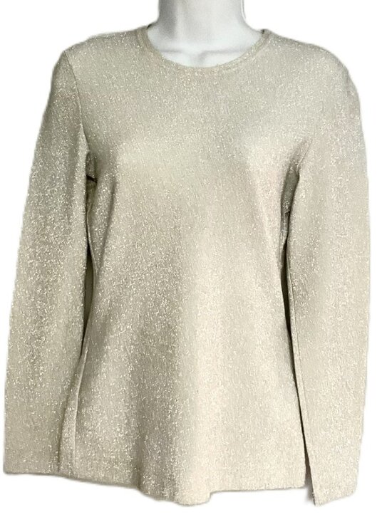 Escada Tops - VNT Escada by Margaretha Ley Metallic Lurex Knit Sweater Silver Gray Size 34